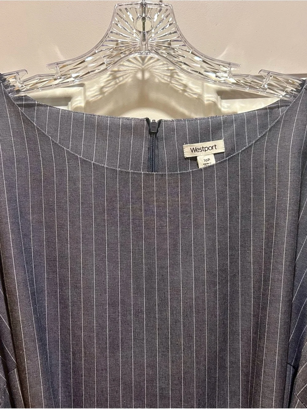 Slate Pinstripe Belted Midi Dress - Picture 5 of 8